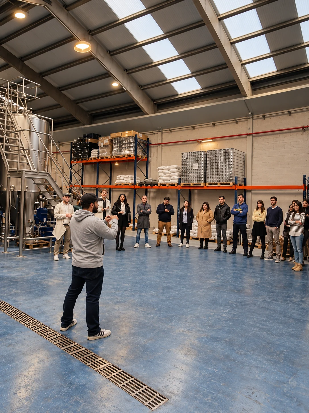 Un grupo durante una visita a la nave cervecera de La Fábrica